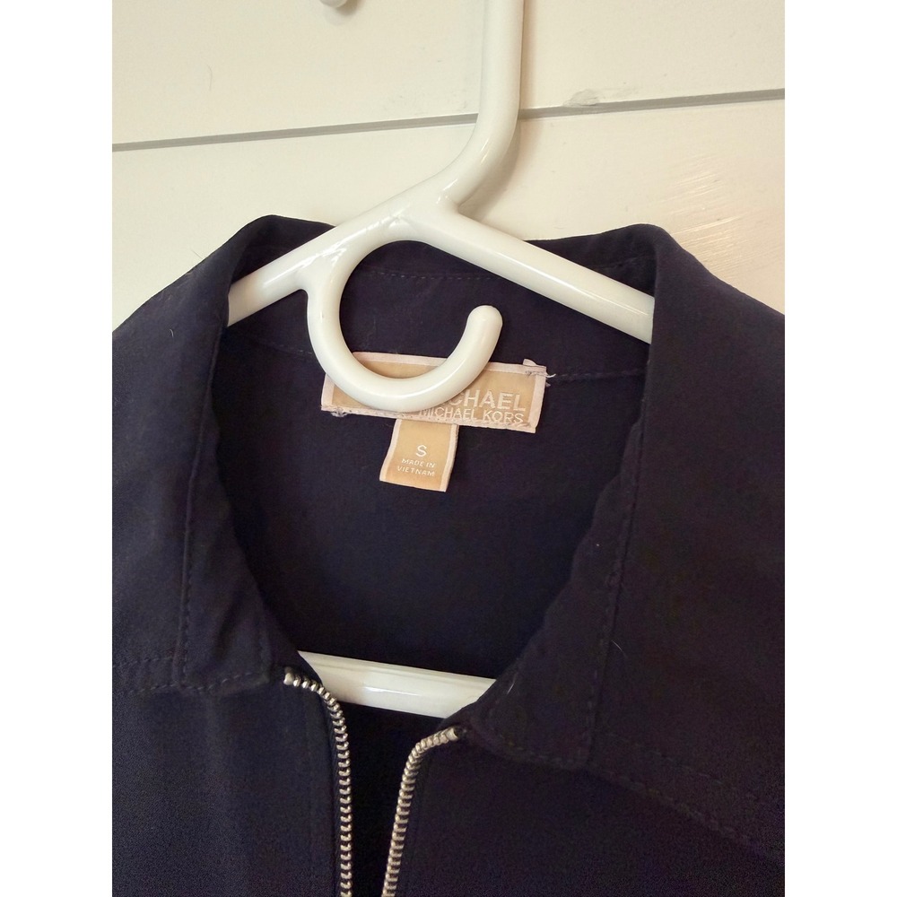 Michael Kors Utility Shirt Dress Navy Blue Stretch Belted Safari Aesthetic S - Picture 4 of 8